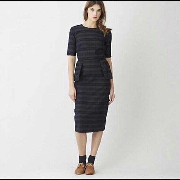 Steven Alan Selena short sleeve midi dress cotton peplum - Picture 1 of 9